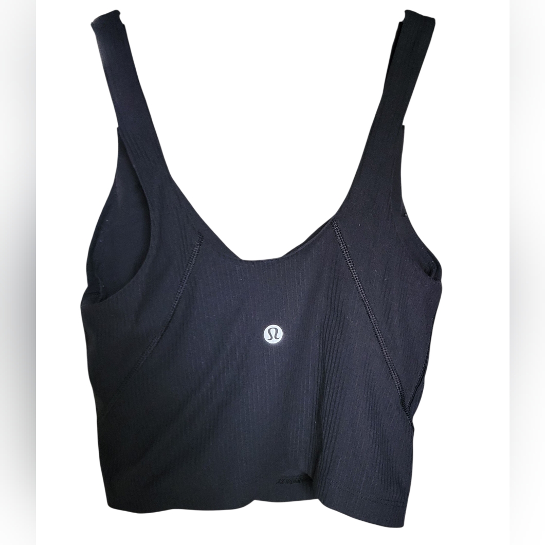 Lululemon Black Cropped Tank With Built In Bra Women’s Size 2